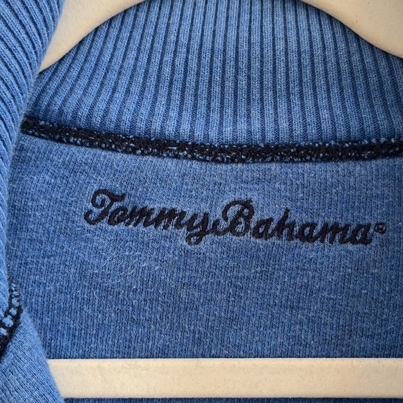 Tommy Bahama Quarter Zip Sweater Navy Sporty Preppy sz L Men’s Summer Casual - Picture 3 of 6